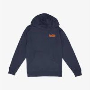 White Fox Boutique Navy Hoodie with Orange/White Print - M/L